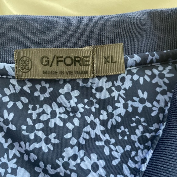 G/FORE Men’s size XL Blue flower floral pattern polo w/ Olympia Fields - top 100 - Picture 2 of 3